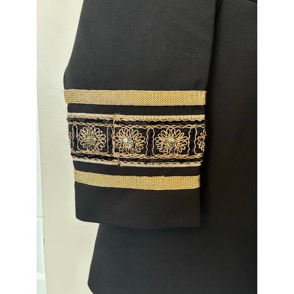 Chico’s Gold Embroidery Cuff Detail Black Blazer Jacket Size Medium - Picture 3 of 8